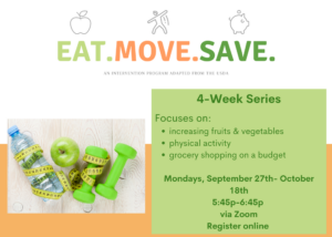 Cover photo for RESCHEDULED Eat.Move.Save.