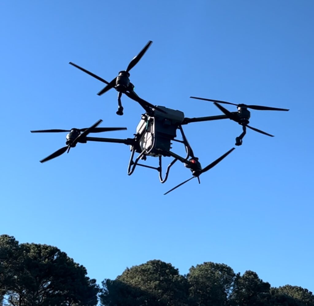 Drone Hovering in midair.